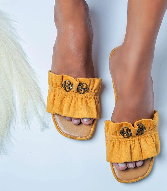 Amber Unique Key-Charm Cushioned Sliders