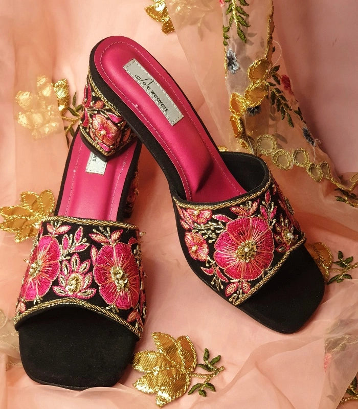 Begum Hand Embroidered Bridal Block Heels