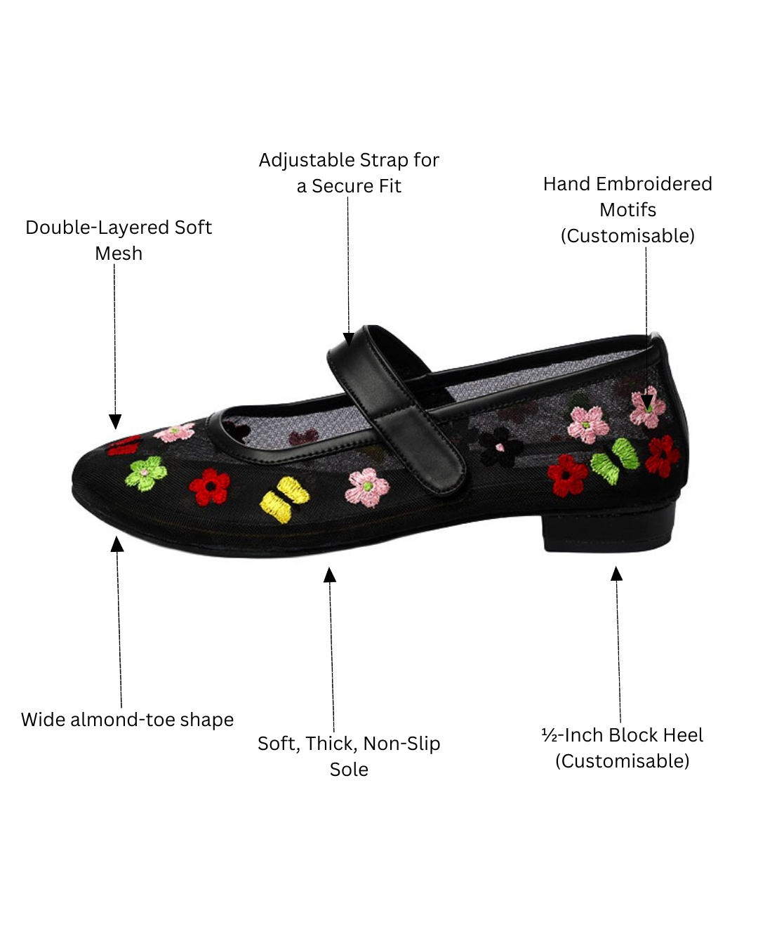 Becoming - Mesh Cushioned Shoes - Black