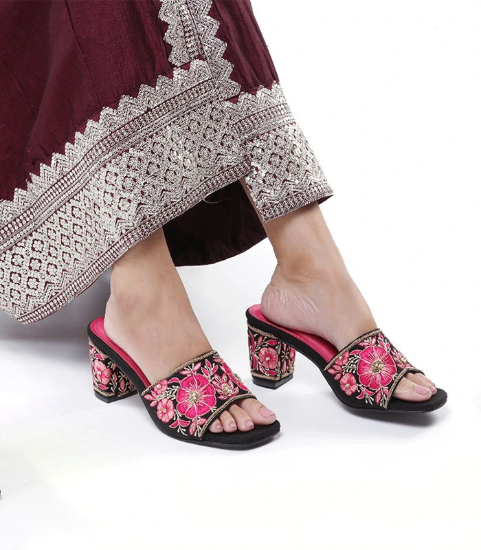 Begum Hand Embroidered Bridal Block Heels