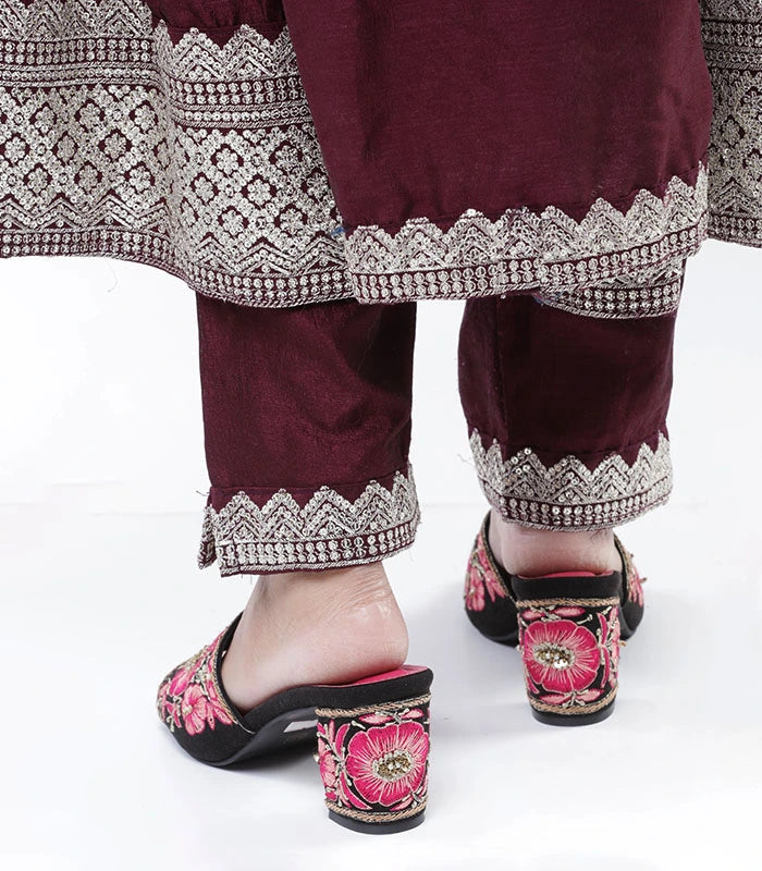 Begum Hand Embroidered Bridal Block Heels