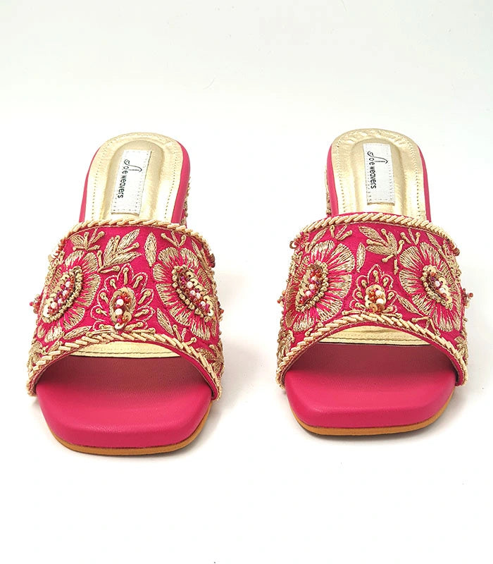 Begum Hand Embroidered Bridal Block Heels