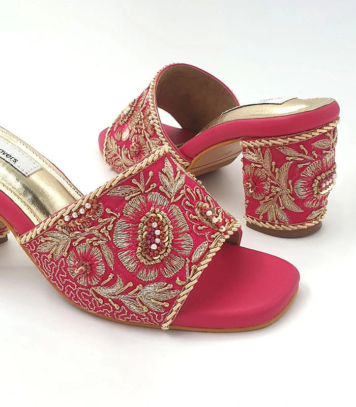 Begum Hand Embroidered Bridal Block Heels