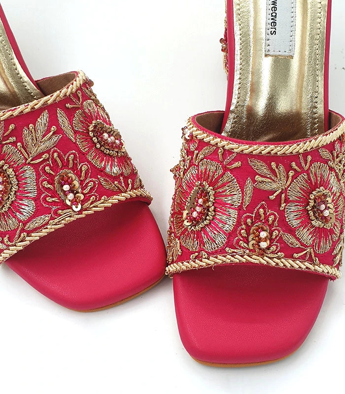 Begum Hand Embroidered Bridal Block Heels