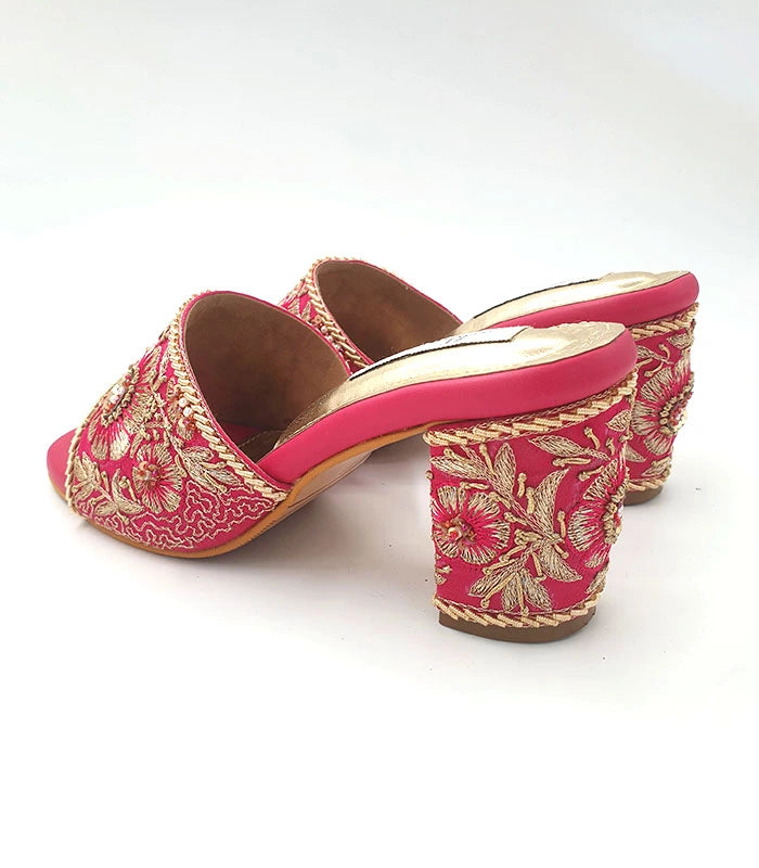 Begum Hand Embroidered Bridal Block Heels