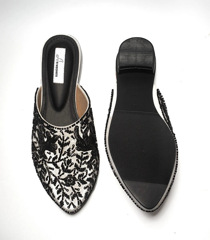Cervine Hand Embroidered Mules