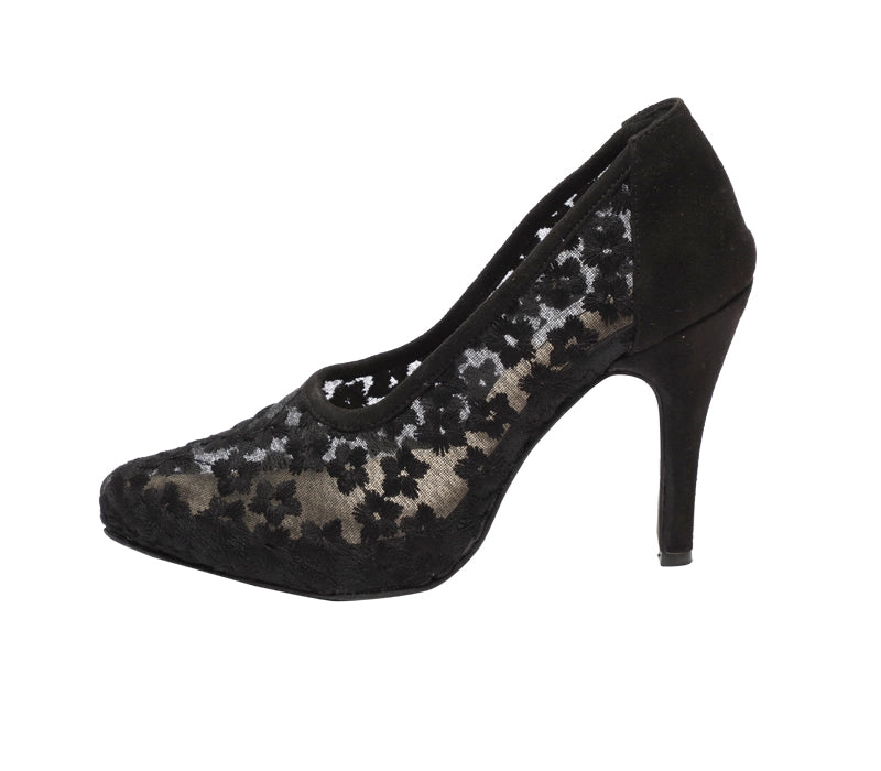 Dark Desire Hand-Embroidered Pump Black