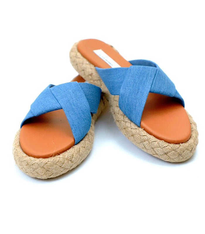 Denim Obsesion Platform Sliders