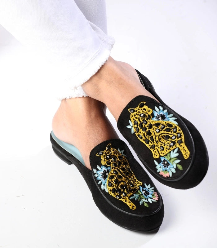 Ferocious Hand Embroidered Mules