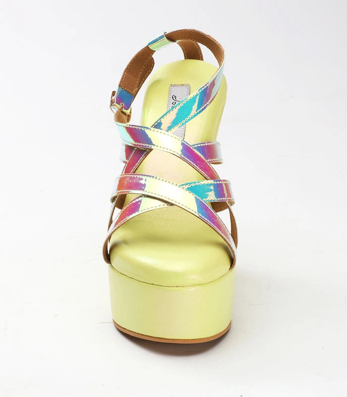 French Macaron Cushioned Party Wear Wedge Sandals
