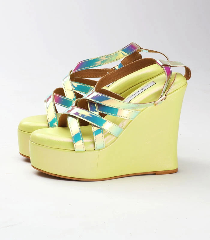 French Macaron Cushioned Party Wear Wedge Sandals