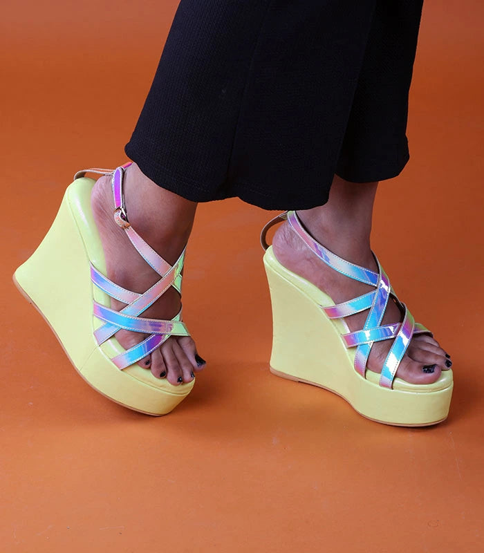 French Macaron Cushioned Party Wear Wedge Sandals