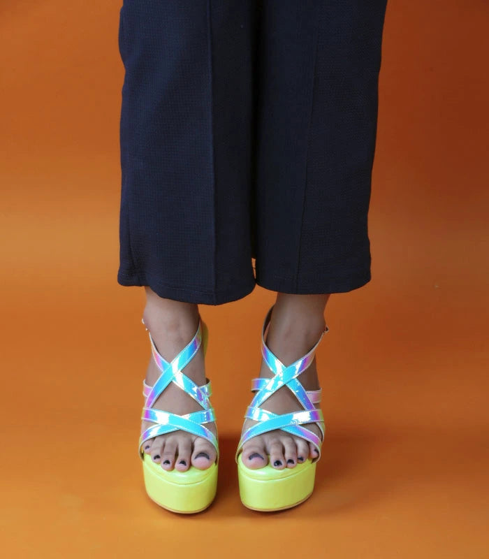 French Macaron Cushioned Party Wear Wedge Sandals