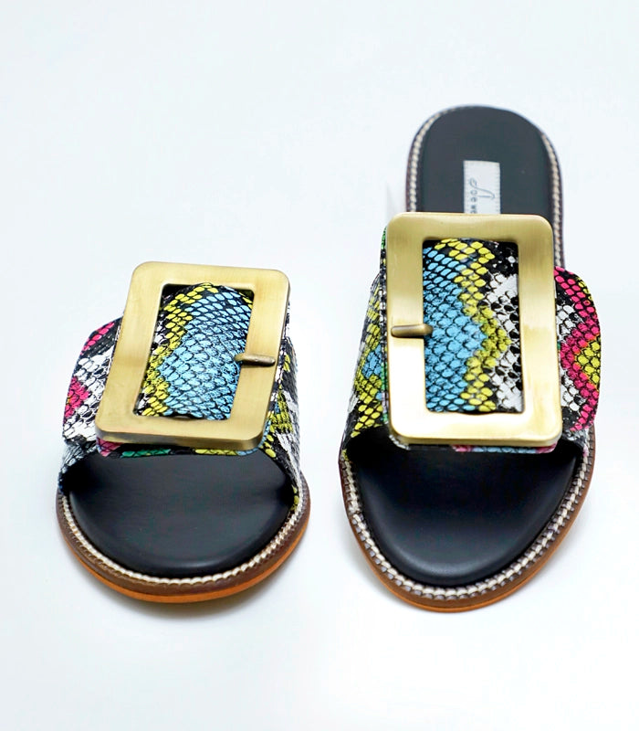 Into Summer Oversize Buckle Sliders