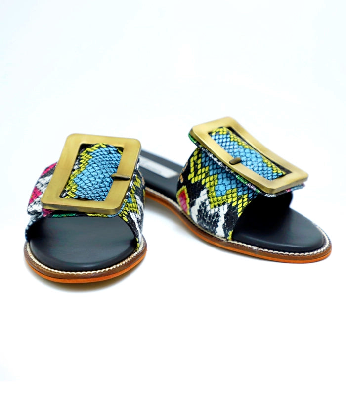 Into Summer Oversize Buckle Sliders