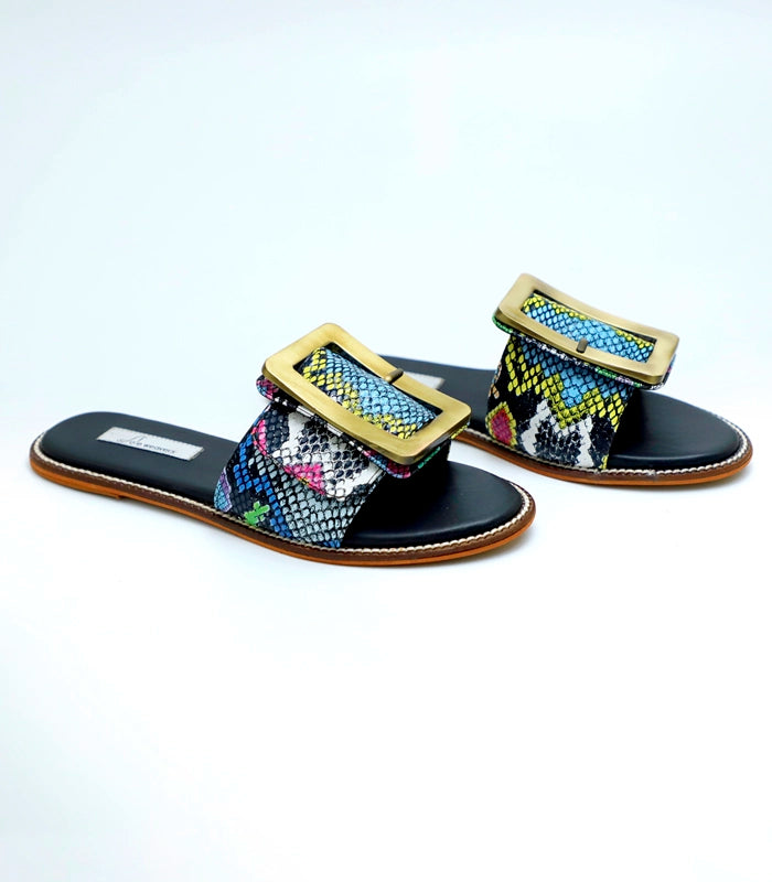 Into Summer Oversize Buckle Sliders