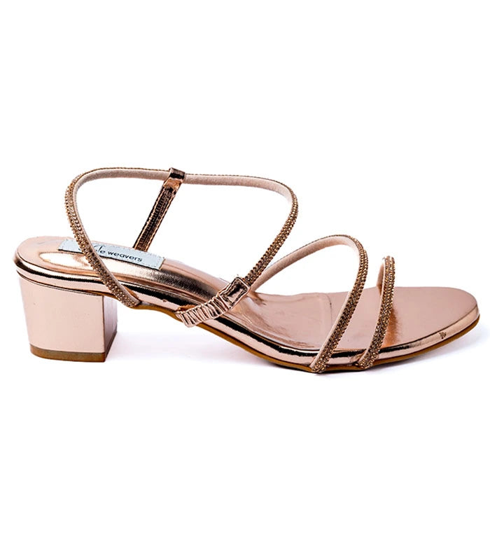 Manik Diamond Embellished Sandals Metallic Rose Gold