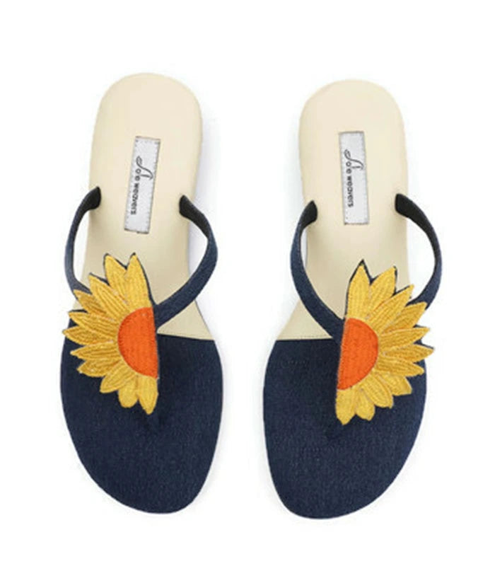 Sunshine - Hand Embroidered Cushioned Flats