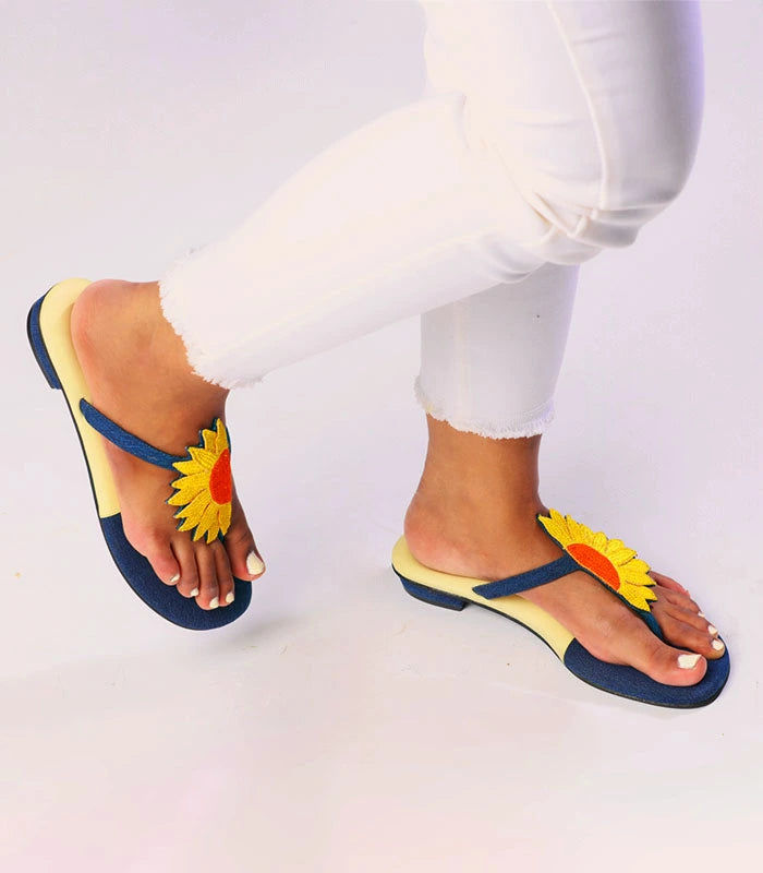 Sunshine - Hand Embroidered Cushioned Flats
