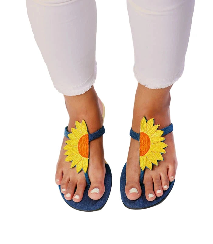 Sunshine - Hand Embroidered Cushioned Flats
