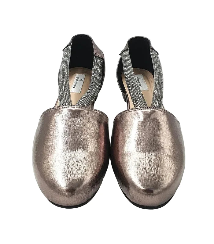 Taara Diamond Lace Embellished Metallic Mules