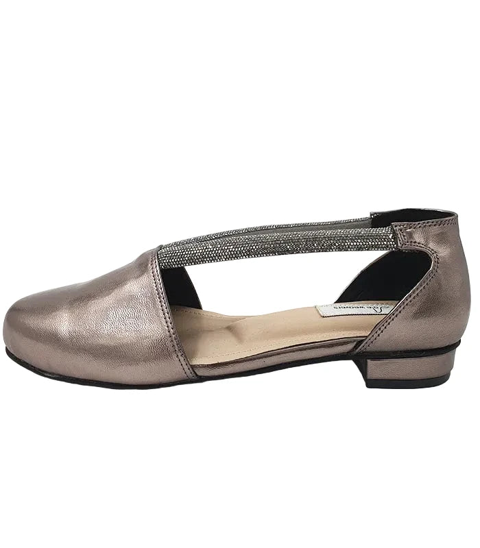 Taara Diamond Lace Embellished Metallic Mules