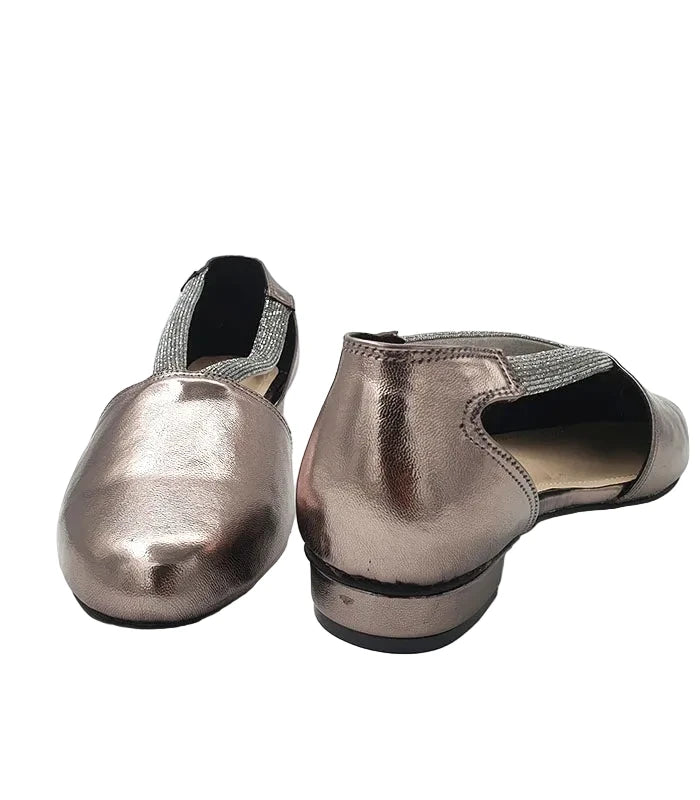 Taara Diamond Lace Embellished Metallic Mules