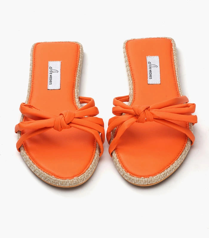 Tangerine Cushioned Sliders with Jute Detailing