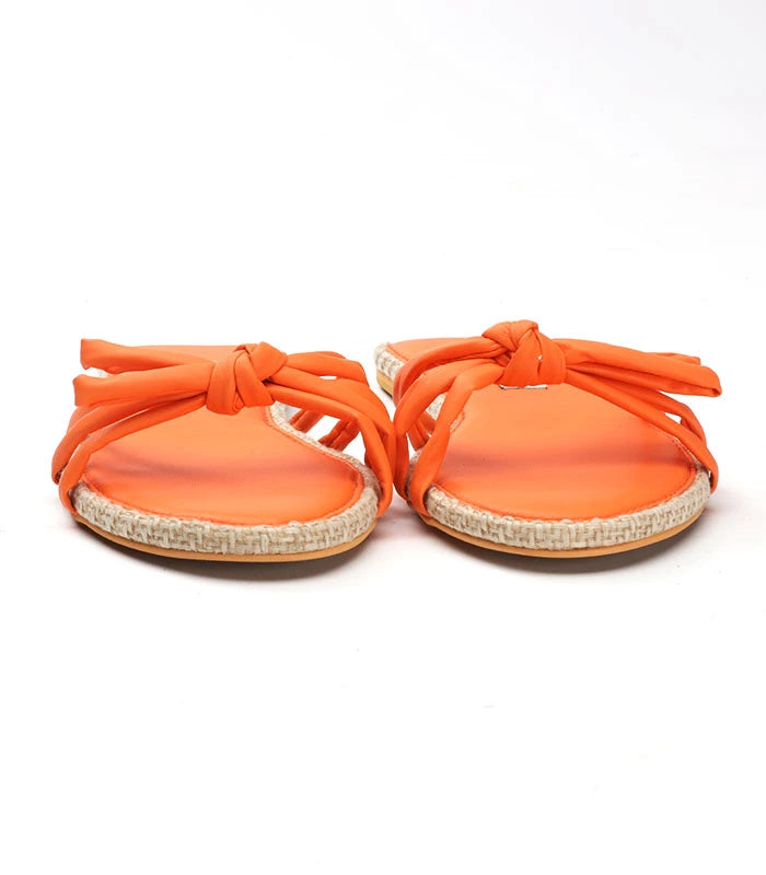 Tangerine Cushioned Sliders with Jute Detailing