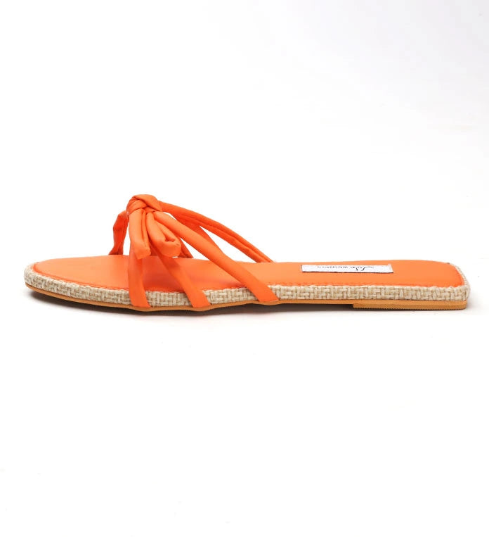 Tangerine Cushioned Sliders with Jute Detailing