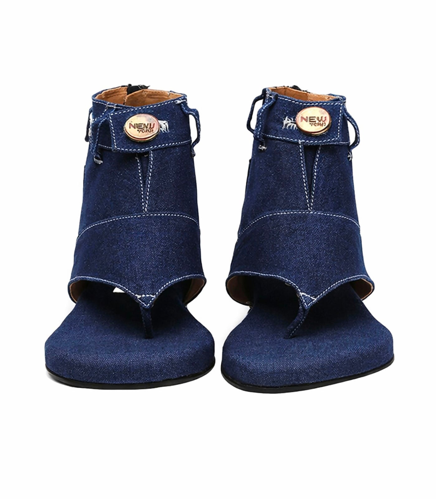 Bloom Denim Blue Gladiators with Back Zip Closure