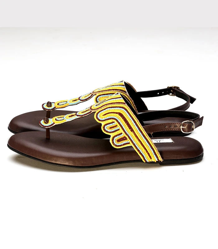 Steeped in Tradition - Hand Beaded Cushioned Sandals