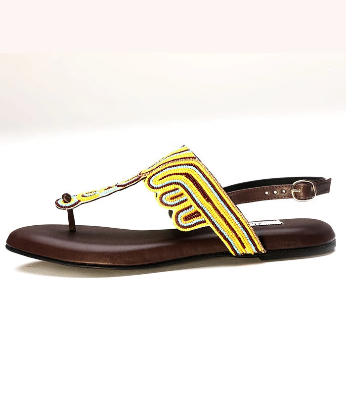 Steeped in Tradition - Hand Beaded Cushioned Sandals