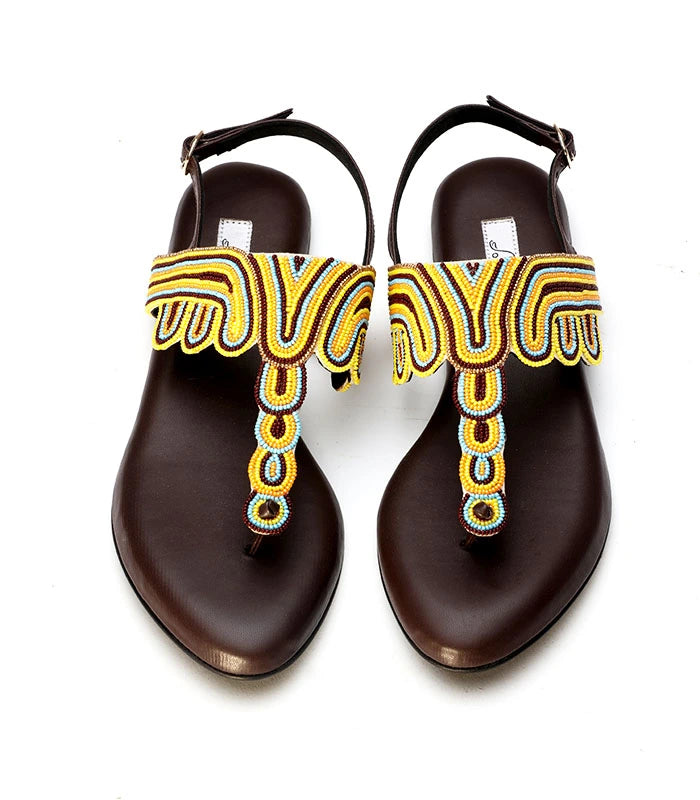 Steeped in Tradition - Hand Beaded Cushioned Sandals