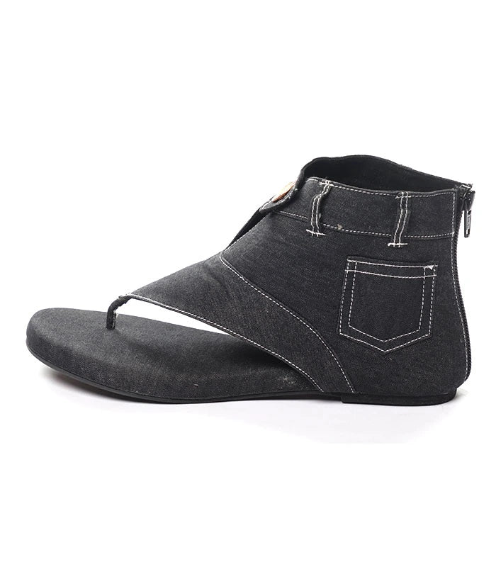 Bloom Denim Blue Gladiators with Back Zip Closure