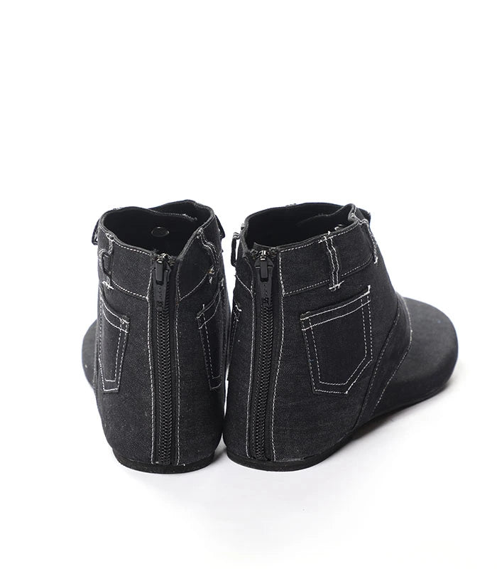 Bloom Denim Blue Gladiators with Back Zip Closure