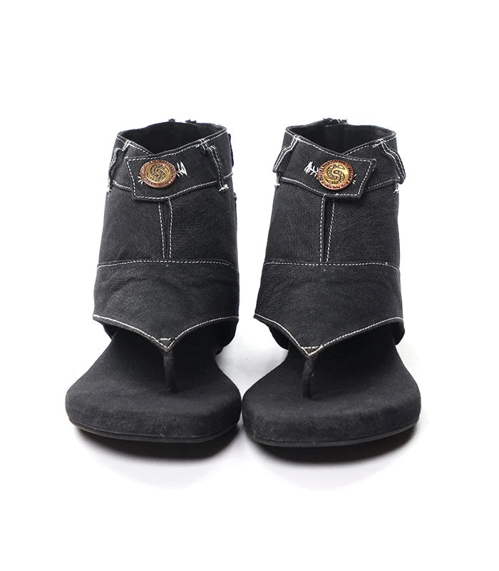 Bloom Denim Blue Gladiators with Back Zip Closure