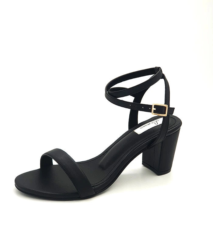 Caroline Classic Black Ankle Tie up Block Heels