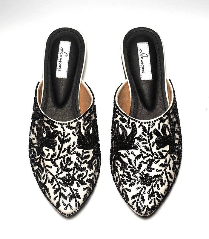 Cervine Hand Embroidered Mules