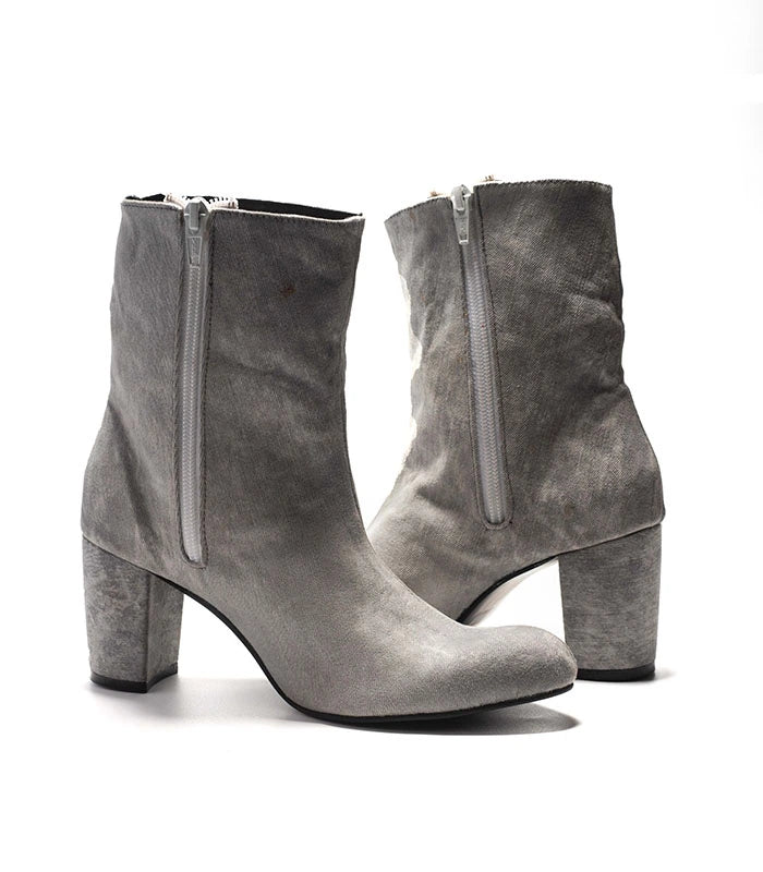 Denim Dare Ankle-Length Boots in Grey