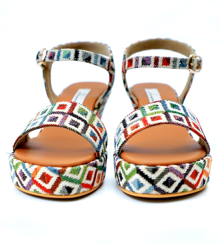 Eco-Chic Multicolor Wedge Sandlas