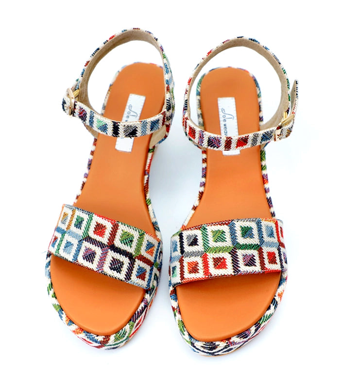 Eco-Chic Multicolor Wedge Sandlas