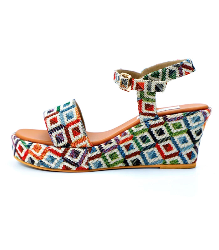 Eco-Chic Multicolor Wedge Sandlas