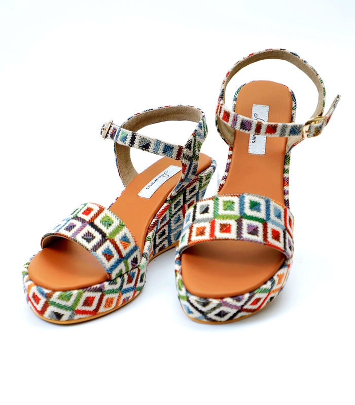 Eco-Chic Multicolor Wedge Sandlas