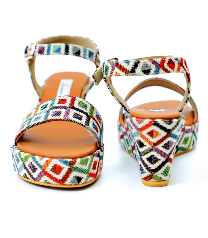 Eco-Chic Multicolor Wedge Sandlas