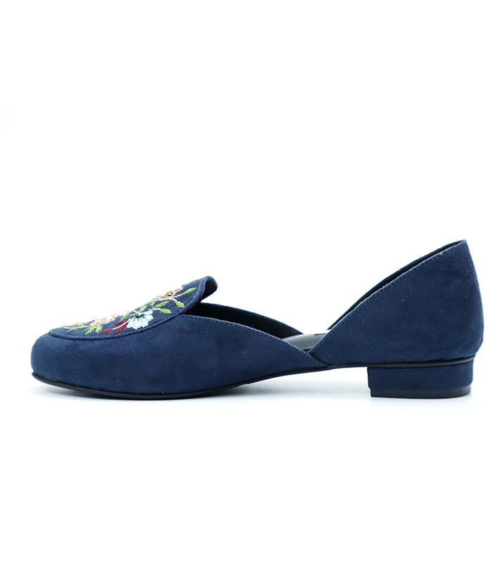 Enchanted Hand Embroidered Shoes Navy Blue