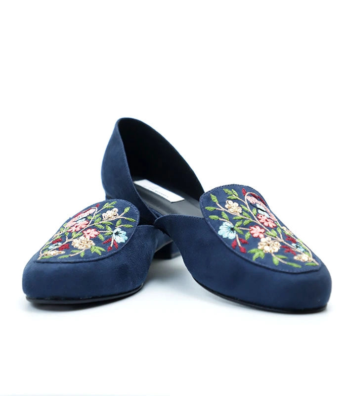 Enchanted Hand Embroidered Shoes Navy Blue