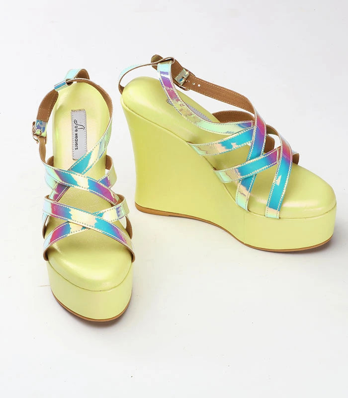 French Macaron Cushioned Party Wear Wedge Sandals