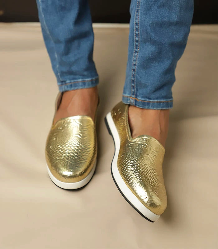 Gold Rush Platform Slip Onns Golden