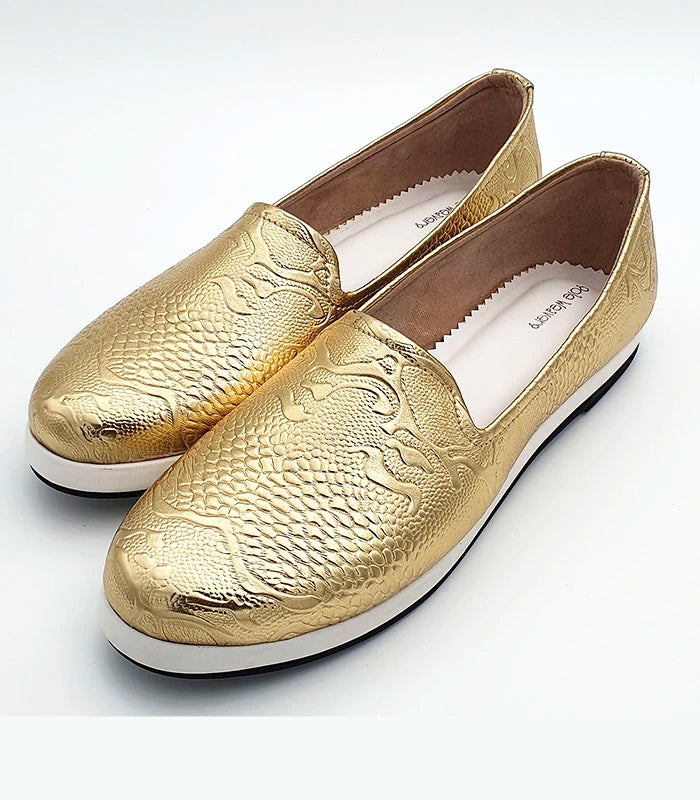 Gold Rush Platform Slip Onns Golden